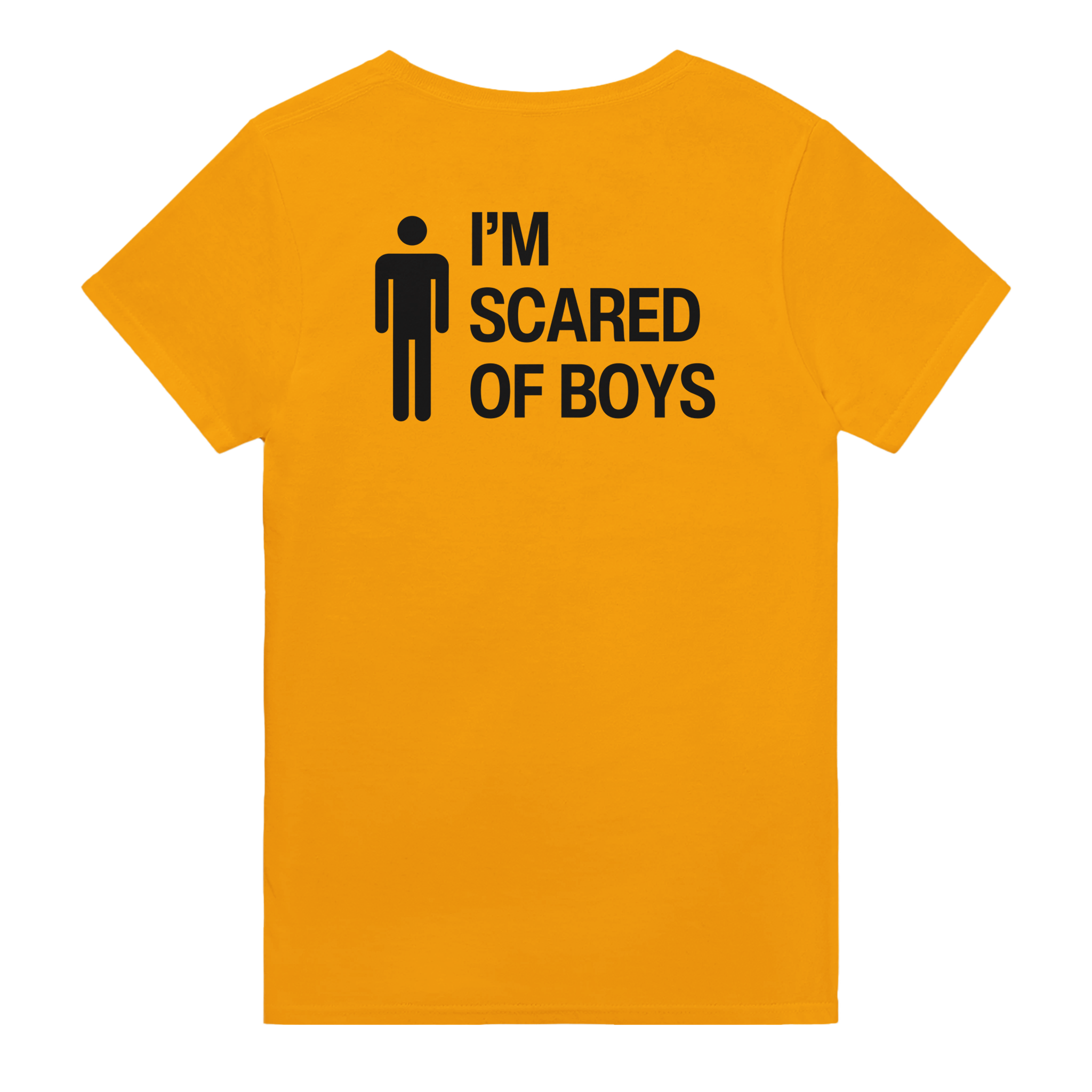 I'm scared of boys – morsom t-skjorte med backprint fra Køddeklær