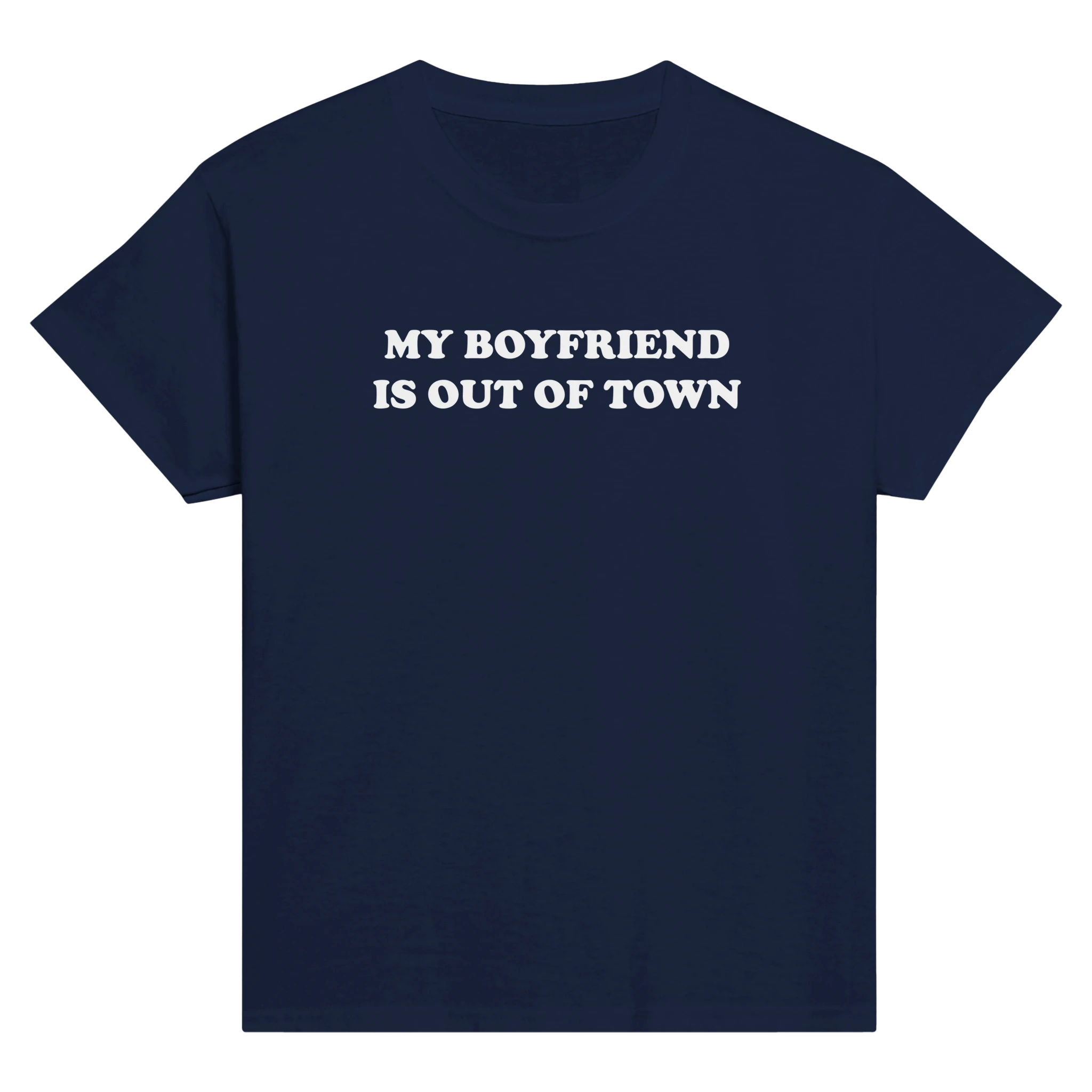 My boyfriend is out of town – morsom baby tee fra Køddeklær