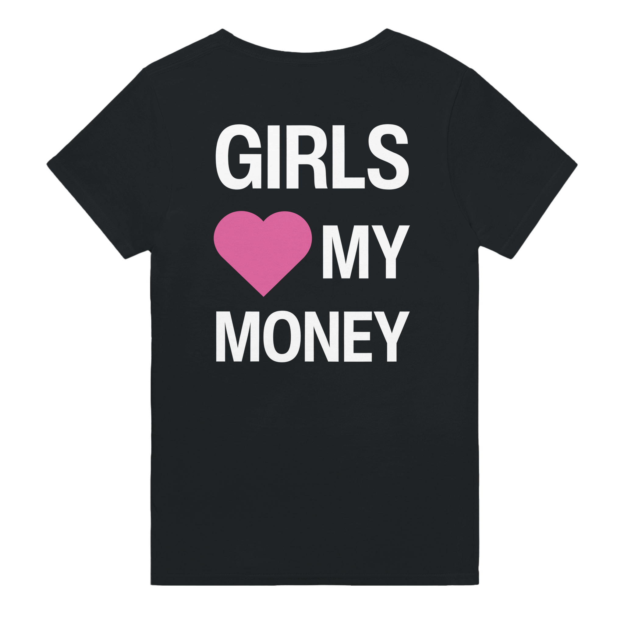 Girls heart my money – morsom t-skjorte med backprint fra Køddeklær