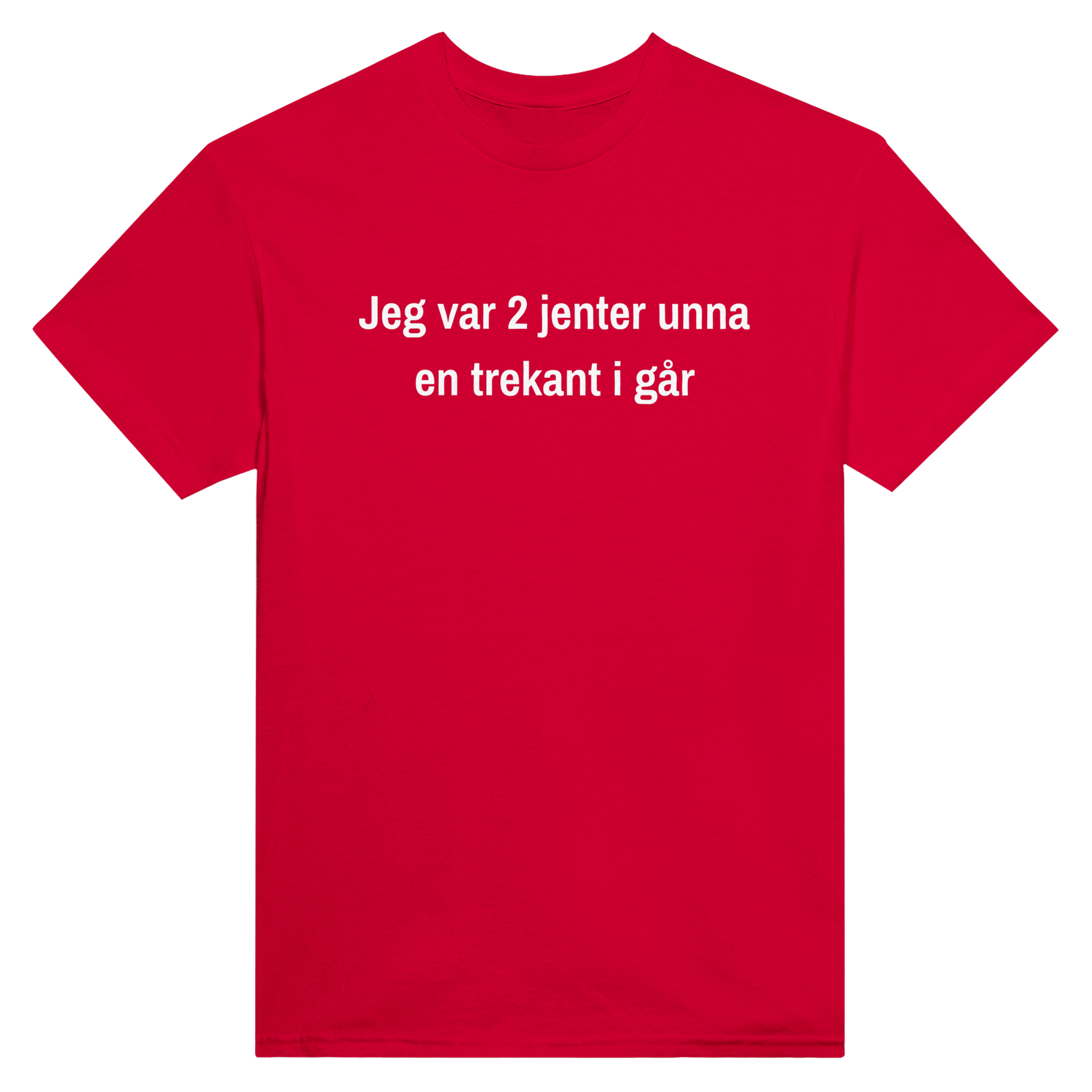 Jeg var 2 jenter unna en trekant i går – morsom t-skjorte med norsk humor fra Køddeklær