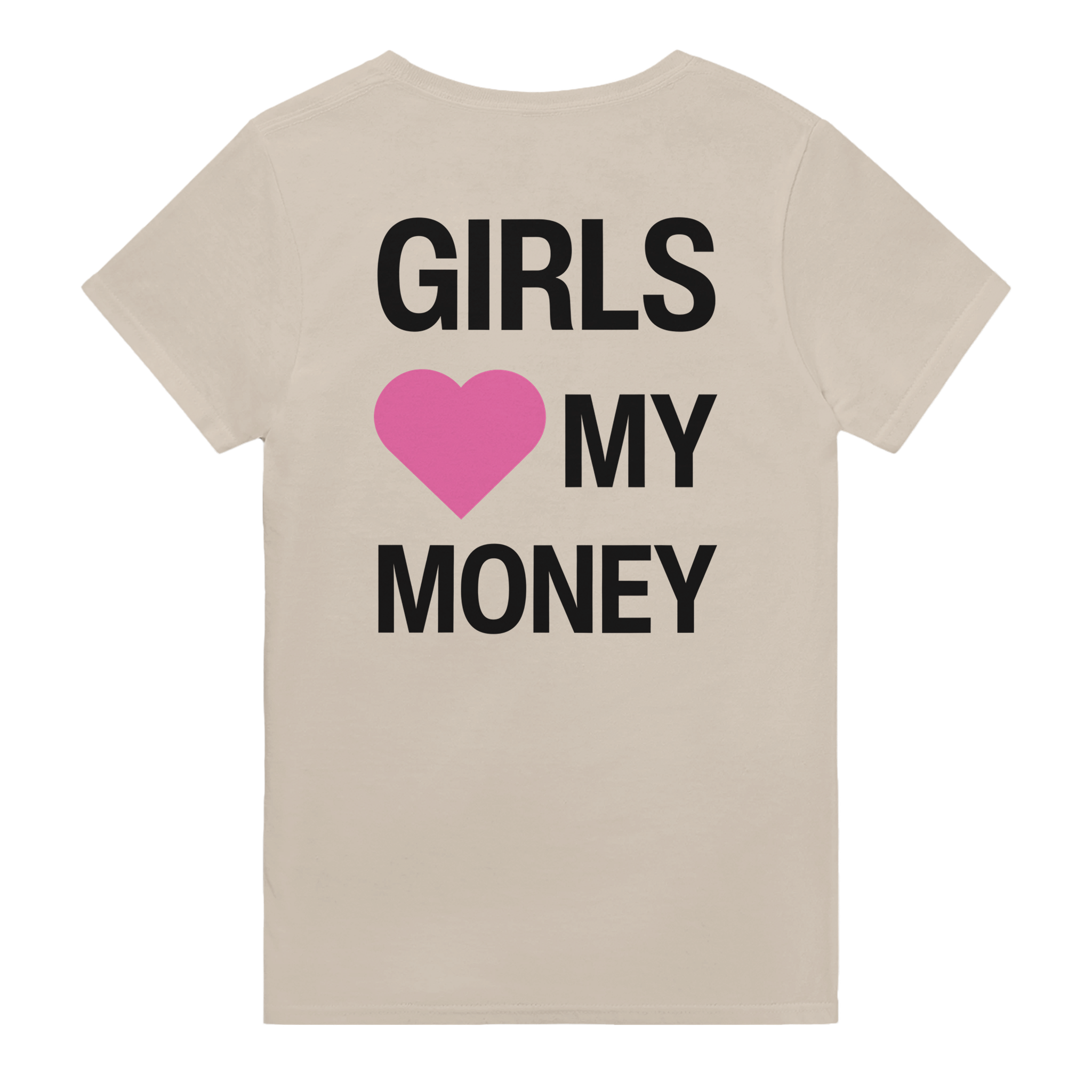 Girls heart my money – morsom t-skjorte med backprint fra Køddeklær