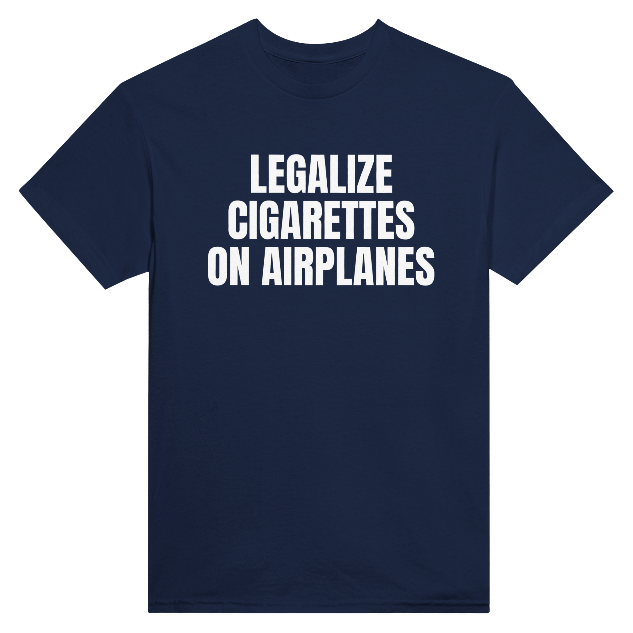 Legalize cigarettes on airplanes – morsom t-skjorte fra Køddeklær