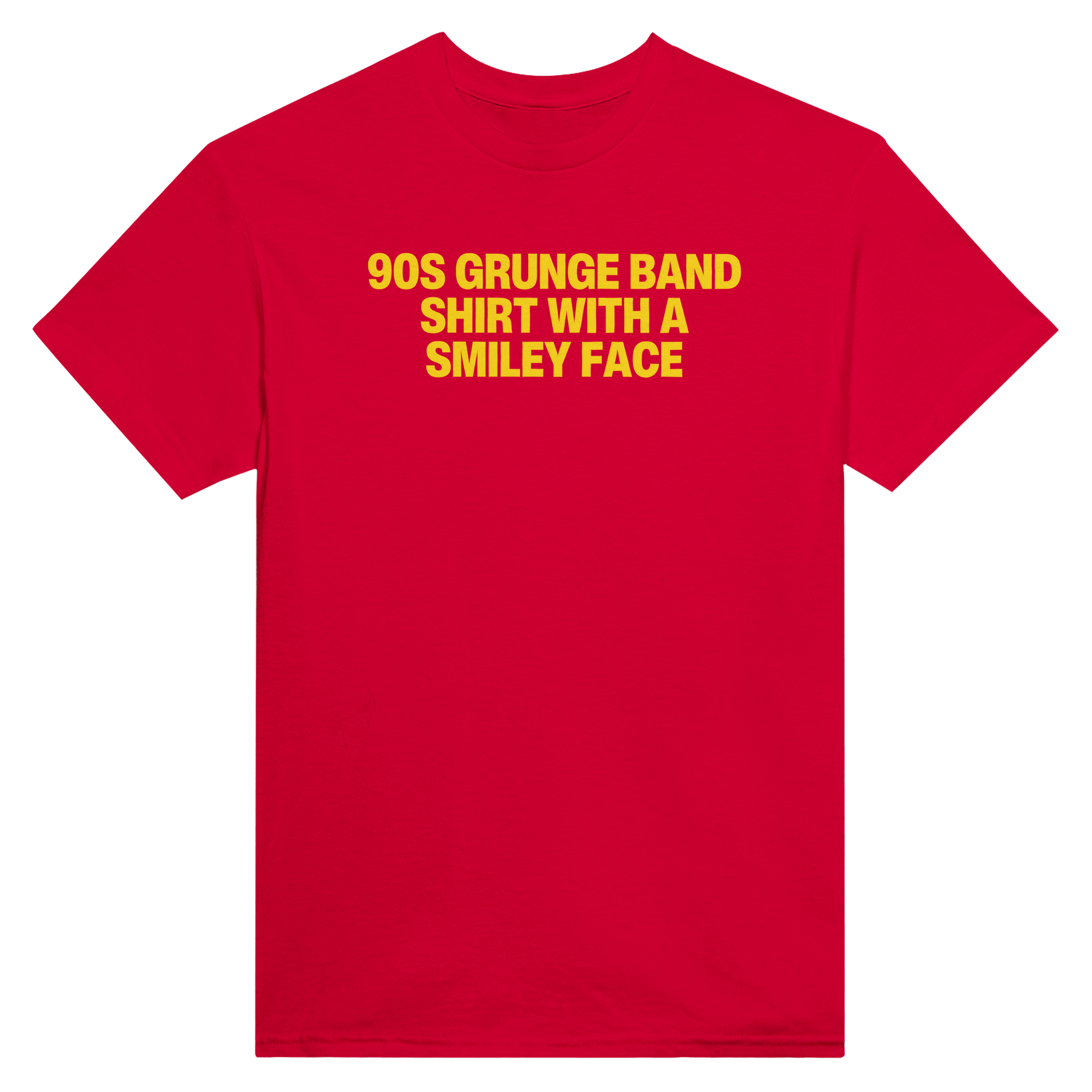 90s grunge band shirt with a smiley face – morsom t-skjorte fra Køddeklær