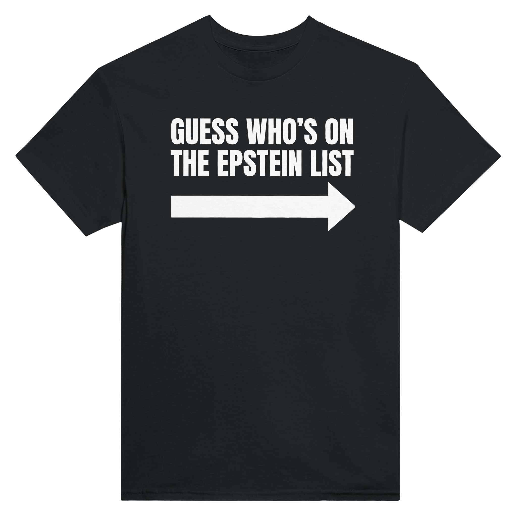 Guess who's on the epstein list arrow – morsom t-skjorte fra Køddeklær
