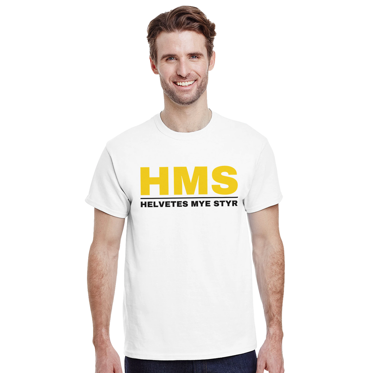 HMS – Helvetes mye styr – morsom t-skjorte med norsk humor fra Køddeklær