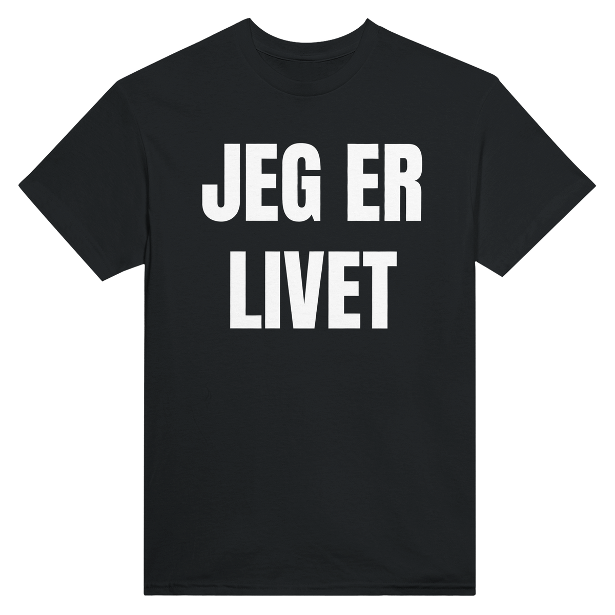 Jeg er livet – morsom t-skjorte med norsk humor fra Køddeklær