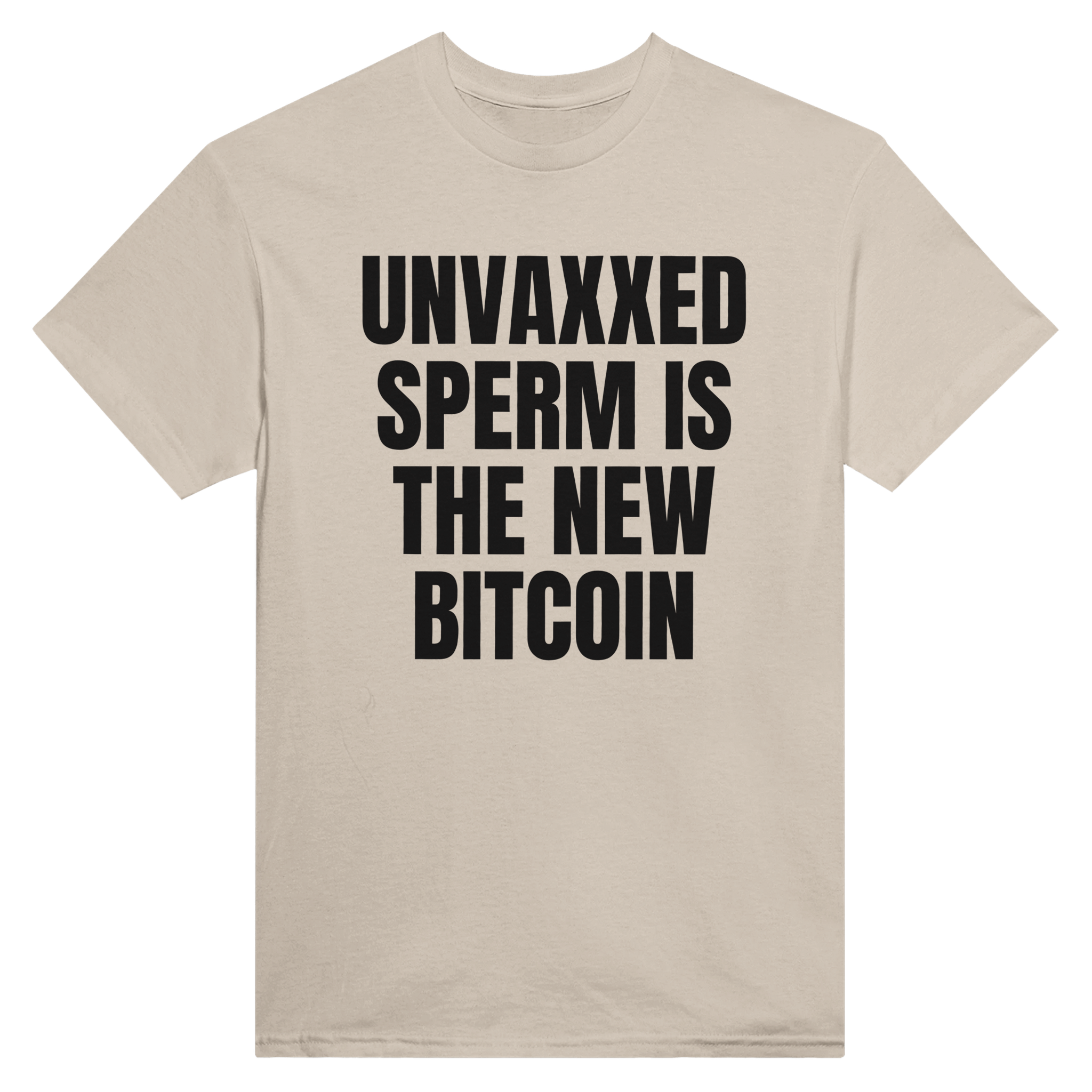 Unvaxxed sperm is the new bitcoin – morsom t-skjorte fra Køddeklær