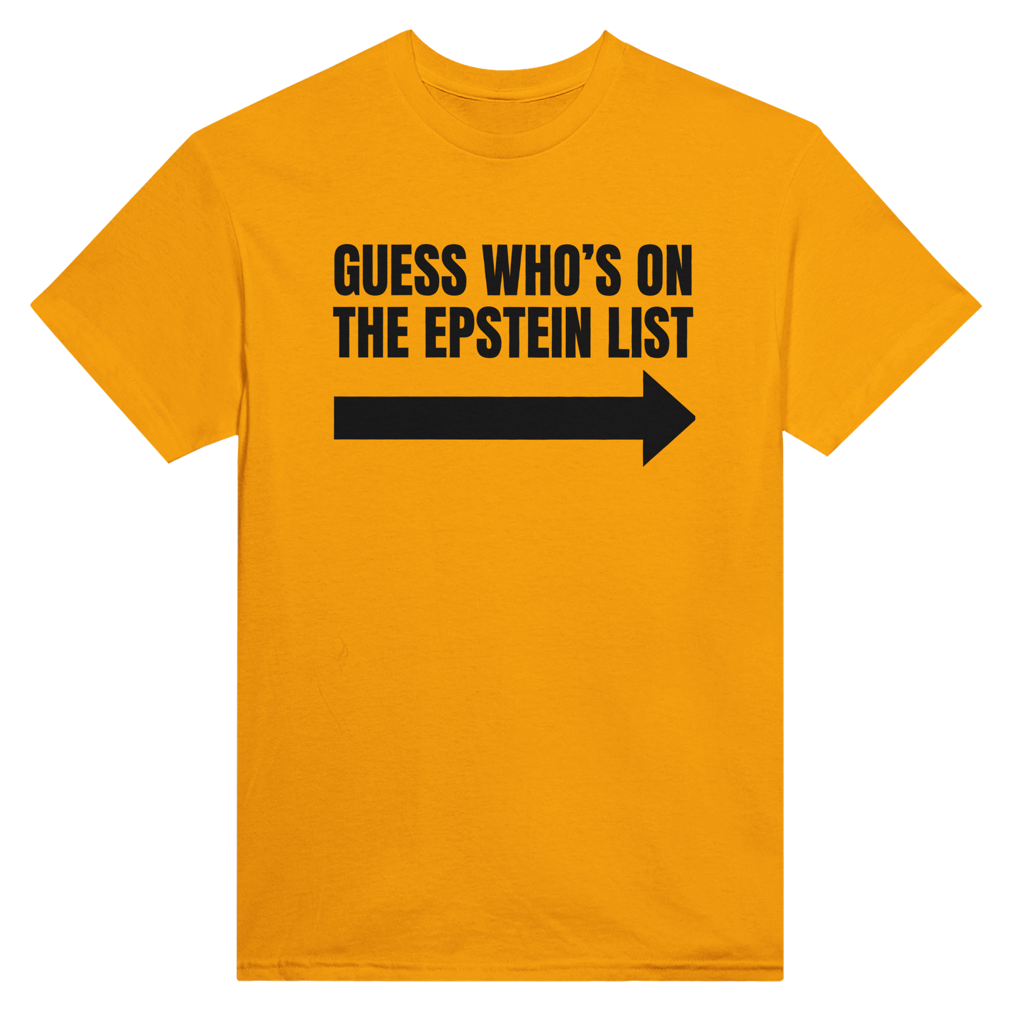 Guess who's on the Epstein list – morsom t-skjorte fra Køddeklær
