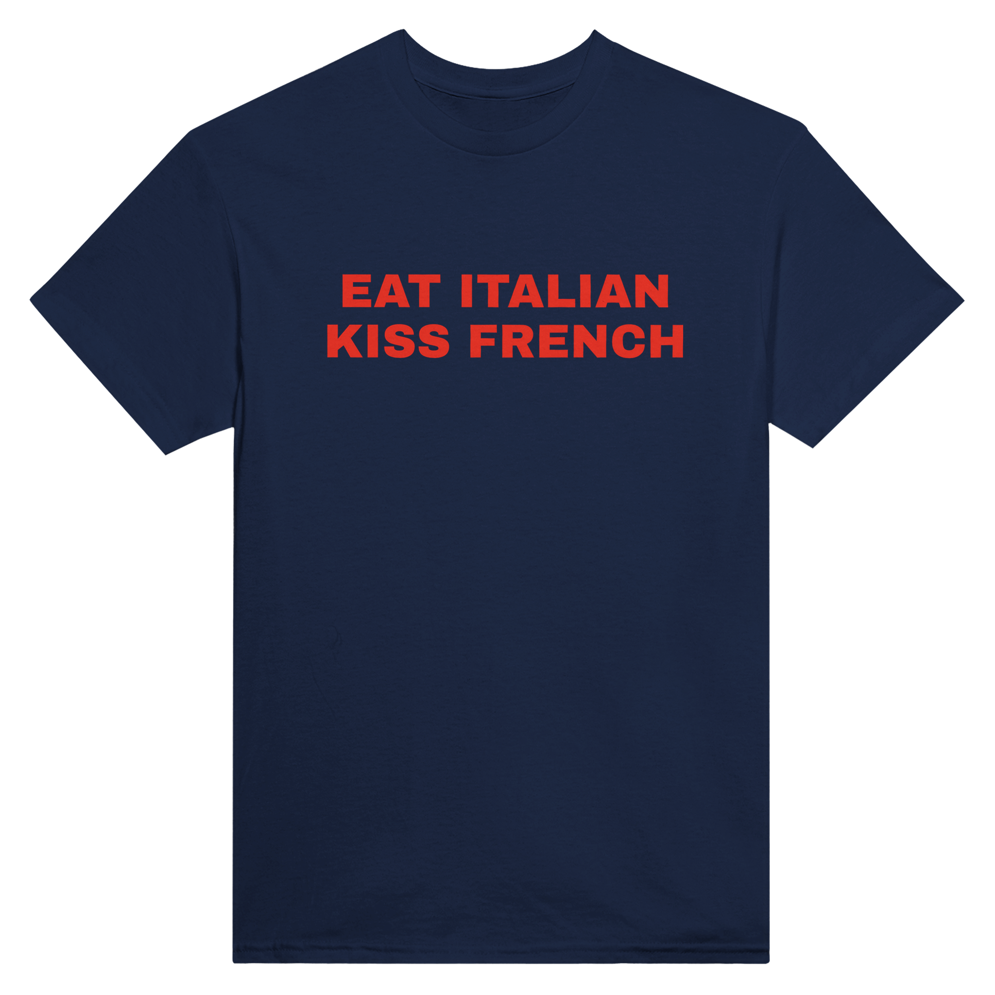 Eat Italian kiss French – morsom t-skjorte fra Køddeklær