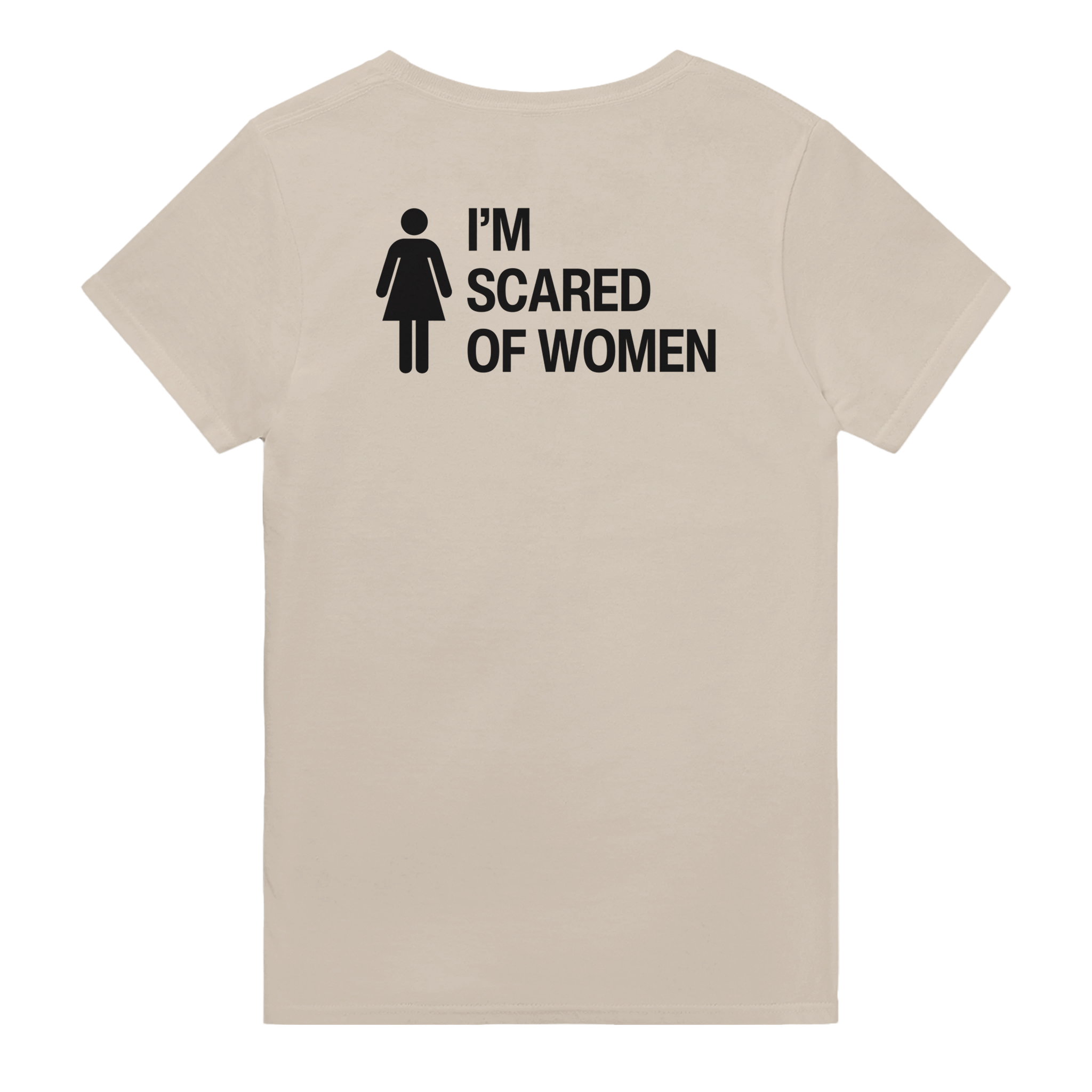 I'm scared of women – morsom t-skjorte med backprint fra Køddeklær