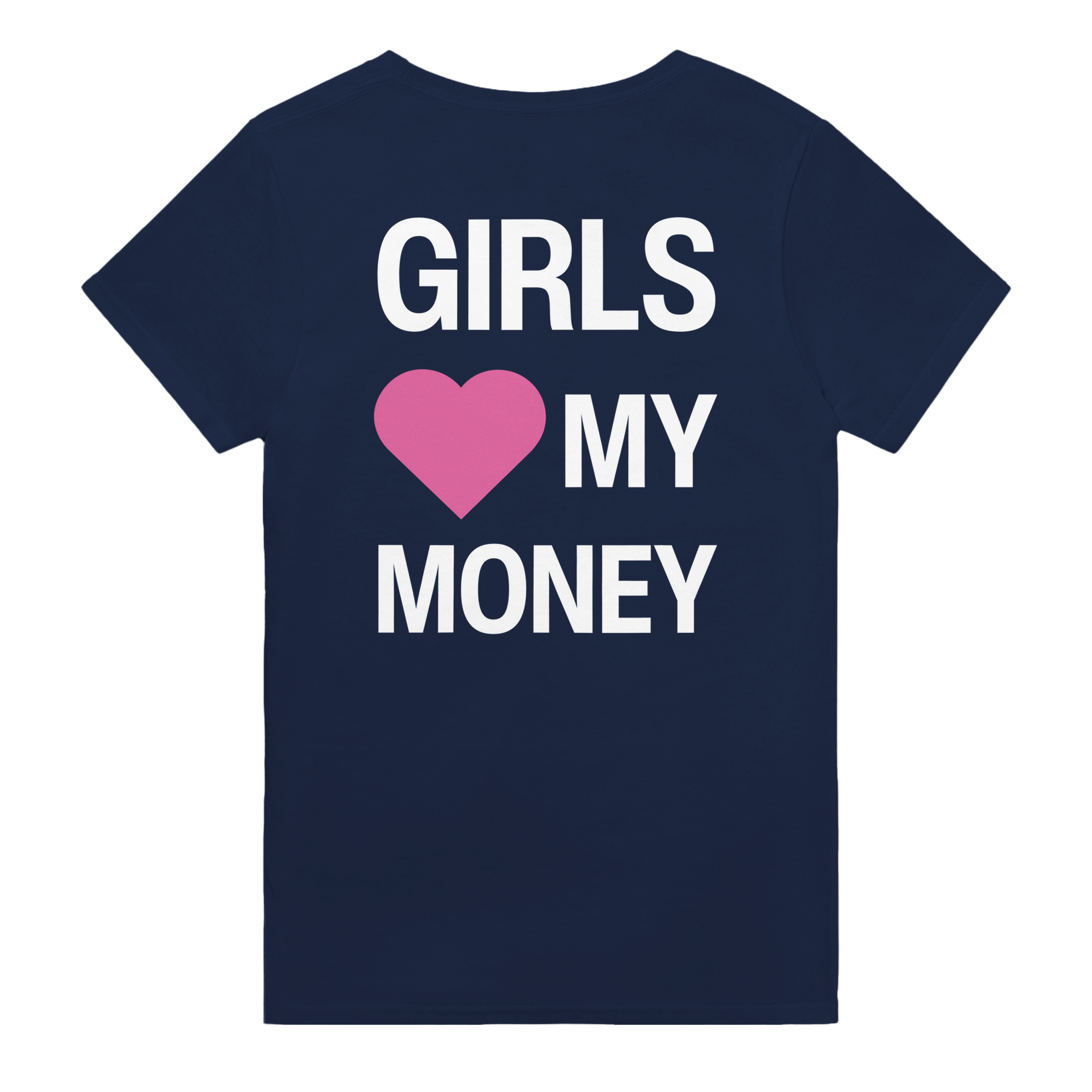 Girls heart my money – morsom t-skjorte med backprint fra Køddeklær
