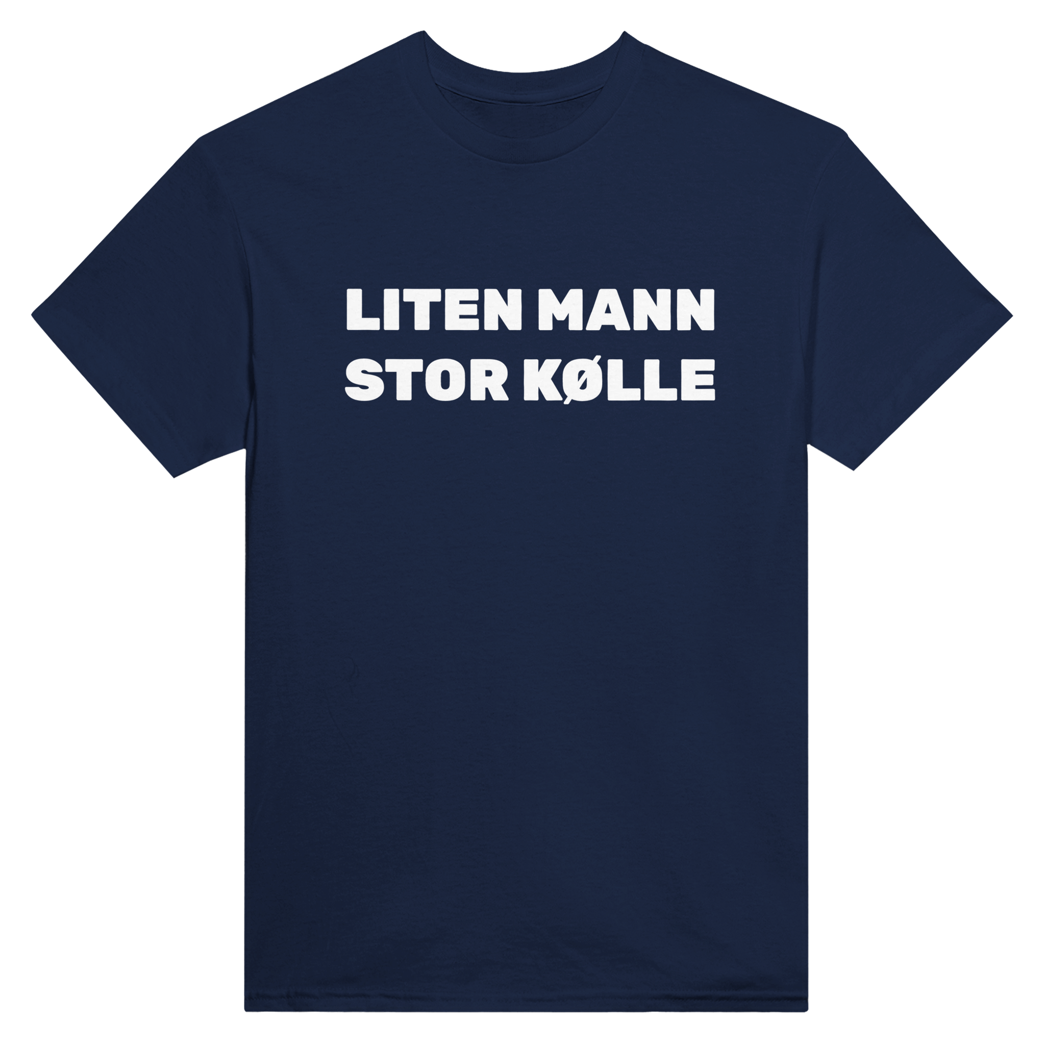 Liten mann stor kølle – morsom t-skjorte fra Køddeklær