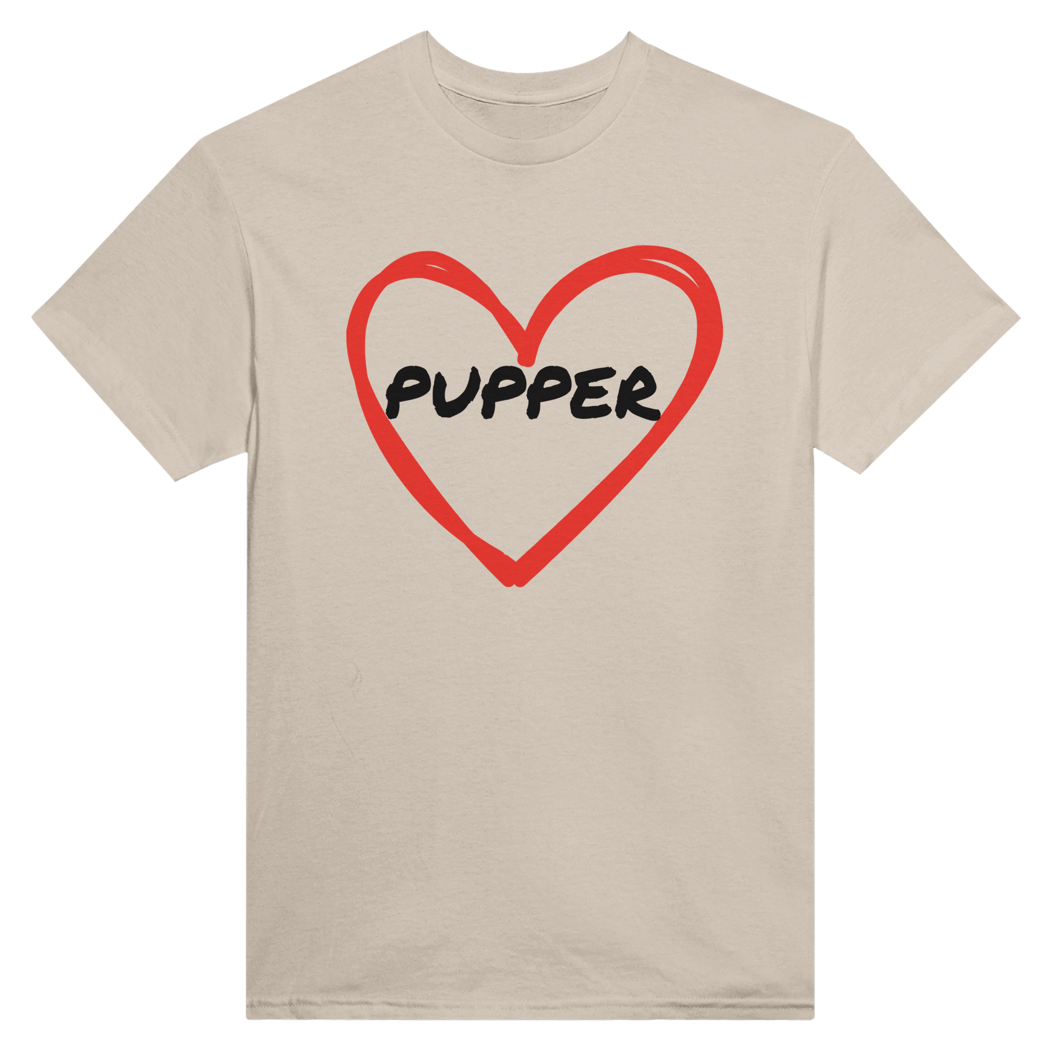 Pupper i et hjerte – morsom t-skjorte med norsk humor fra Køddeklær