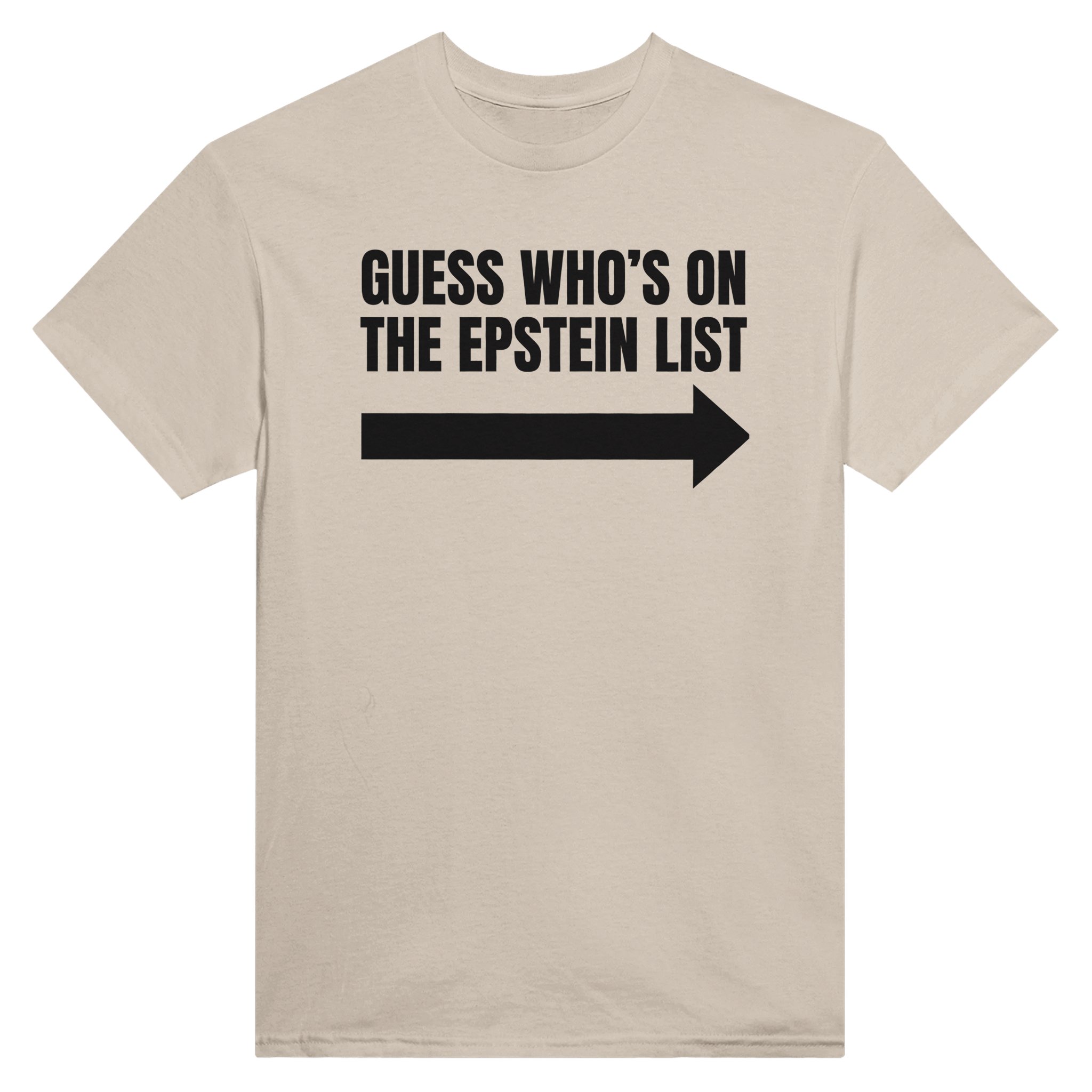 Guess who's on the epstein list arrow – morsom t-skjorte fra Køddeklær