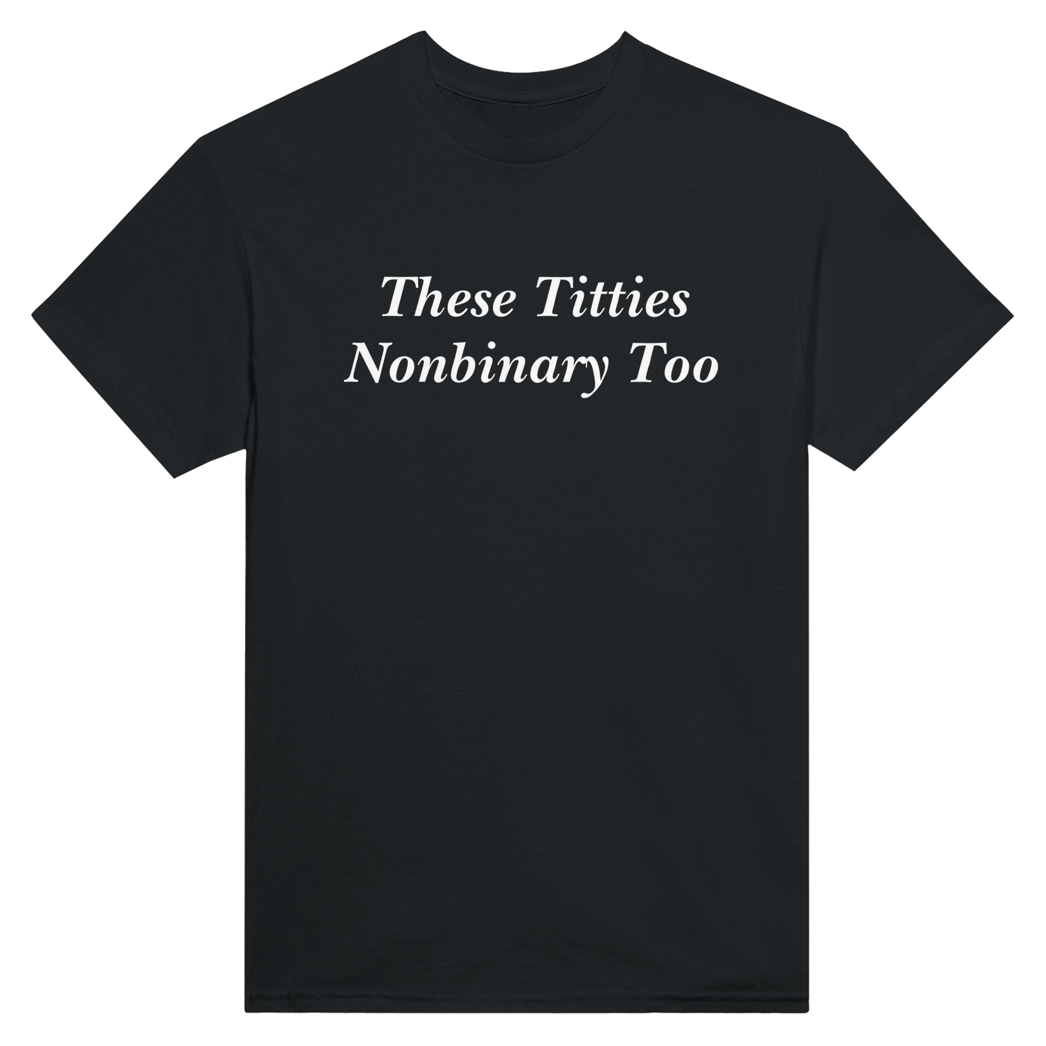 These titties nonbinary too – morsom t-skjorte fra Køddeklær