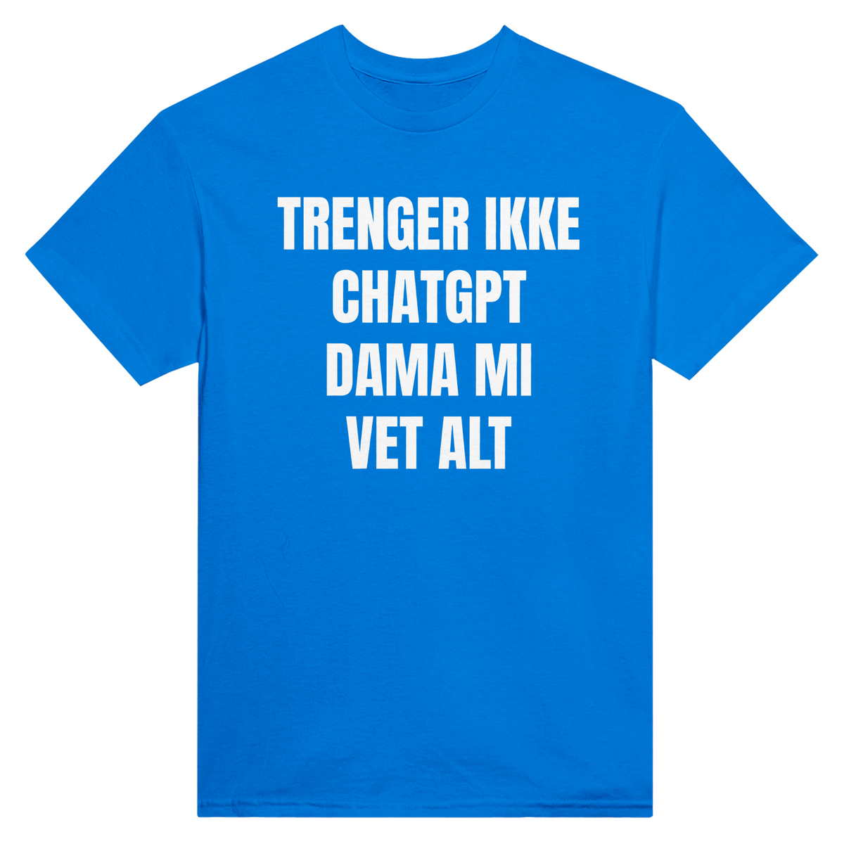 Trenger ikke ChatGPT, dama mi vet alt – morsom t-skjorte med norsk humor fra Køddeklær