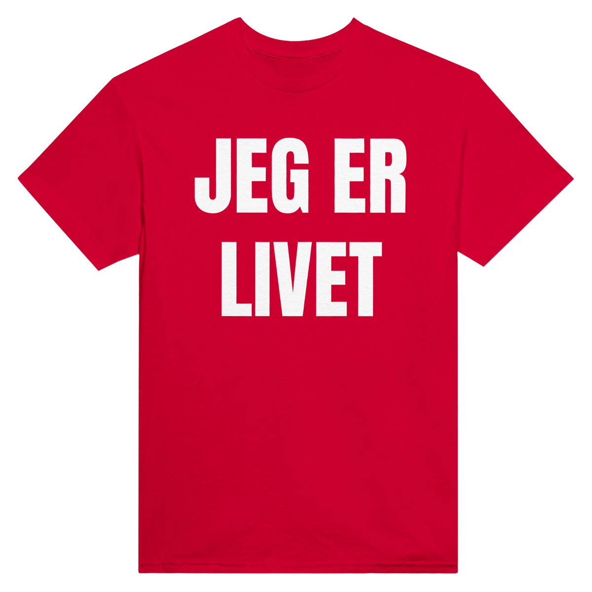 Jeg er livet – morsom t-skjorte med norsk humor fra Køddeklær