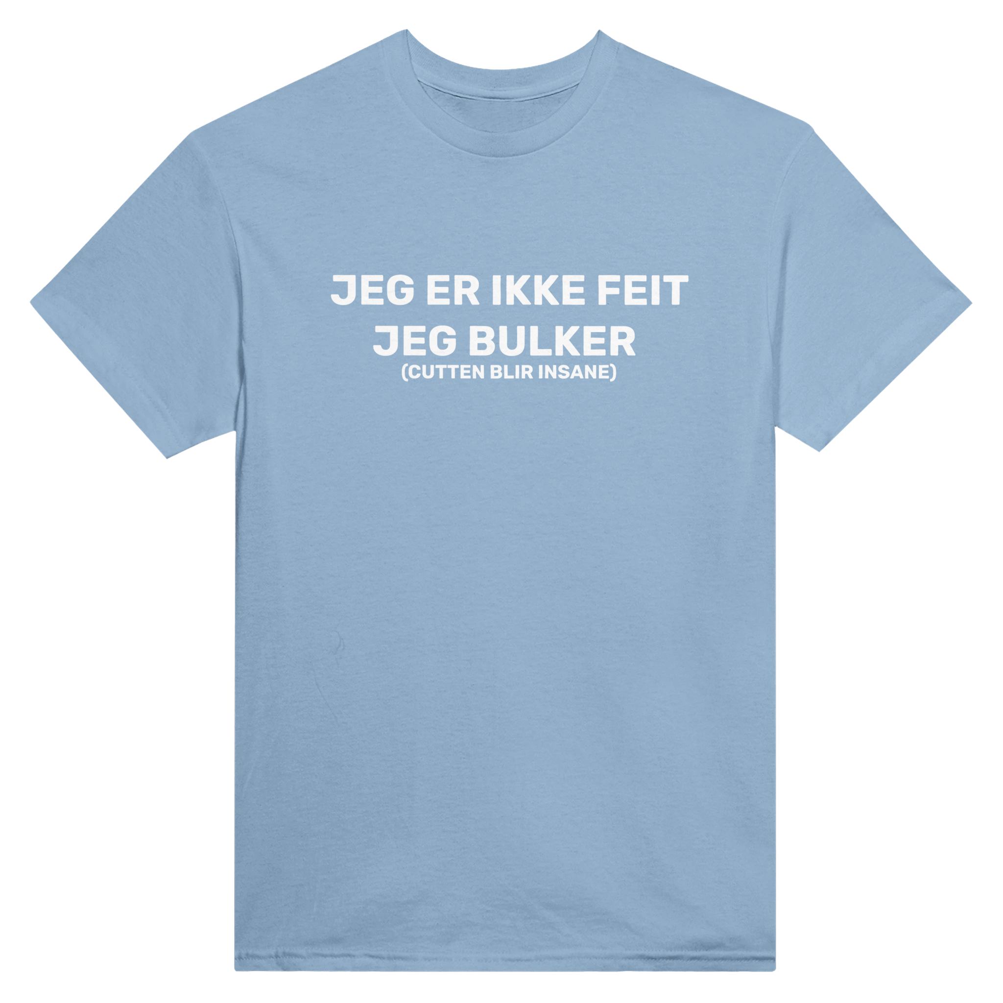 Jeg er ikke feit jeg bulker – morsom t-skjorte fra Køddeklær