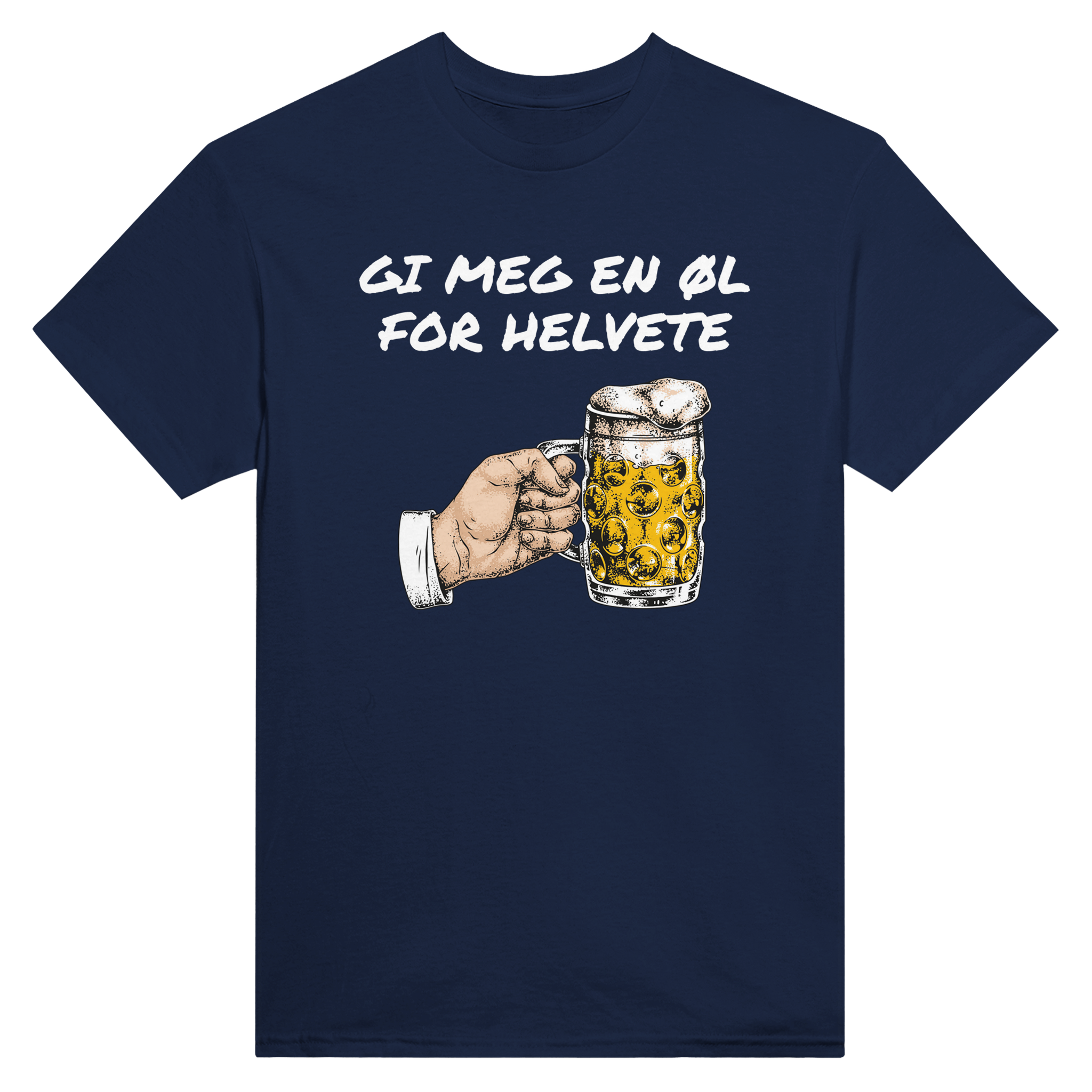 Gi meg en øl for helvete – morsom t-skjorte med norsk humor fra Køddeklær