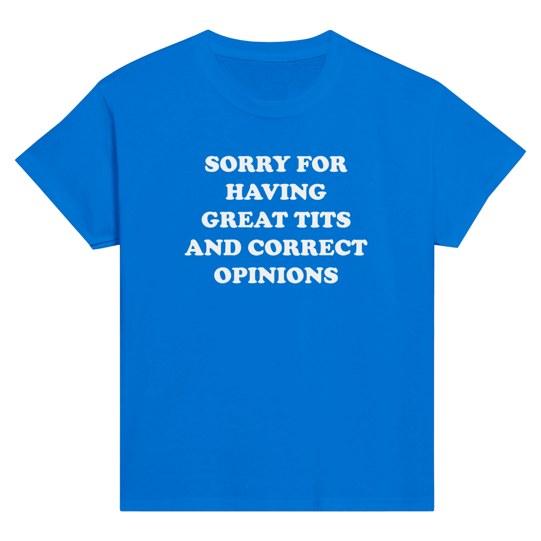Sorry for having great tits and correct opinions – morsom baby tee fra Køddeklær