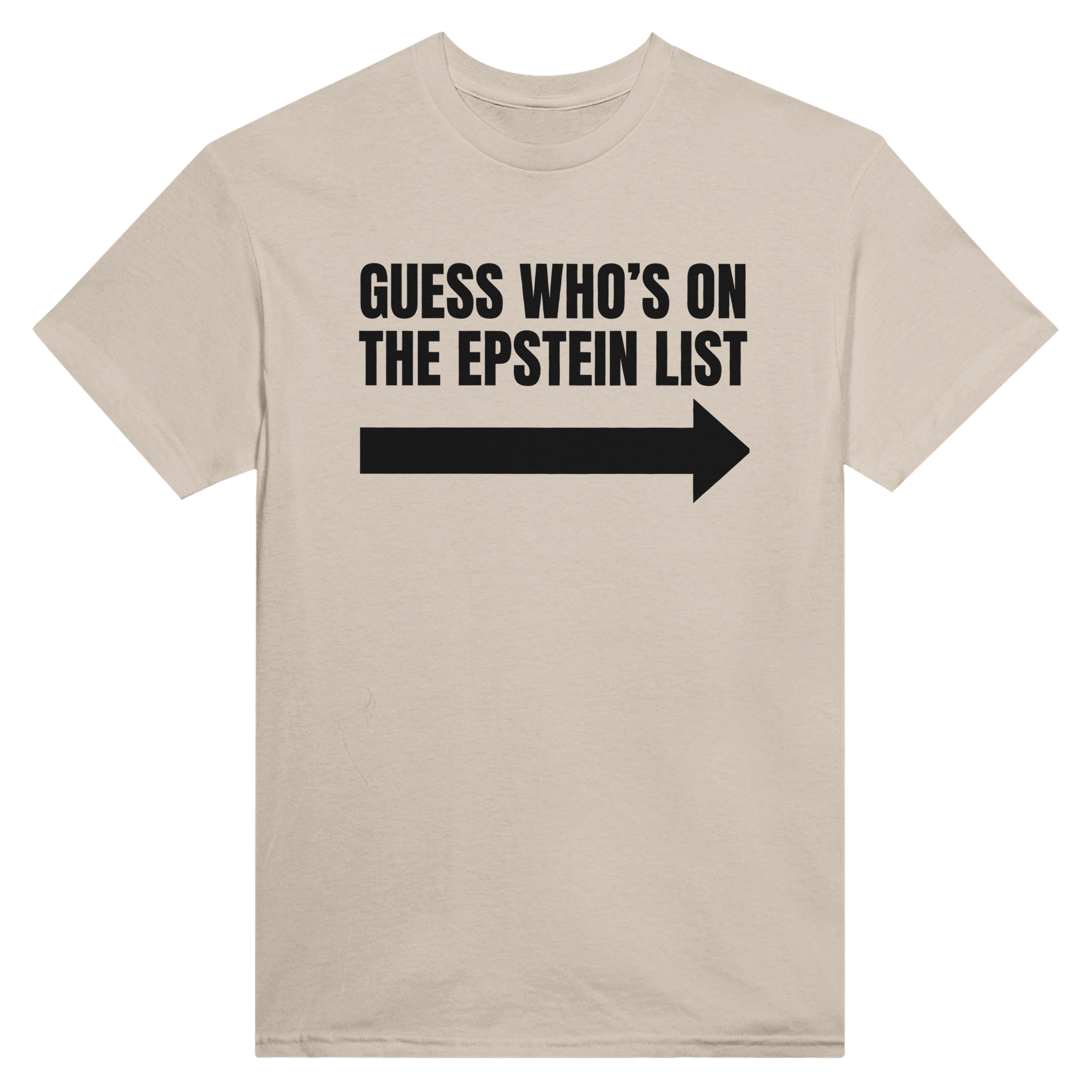 Guess who's on the Epstein list – morsom t-skjorte fra Køddeklær