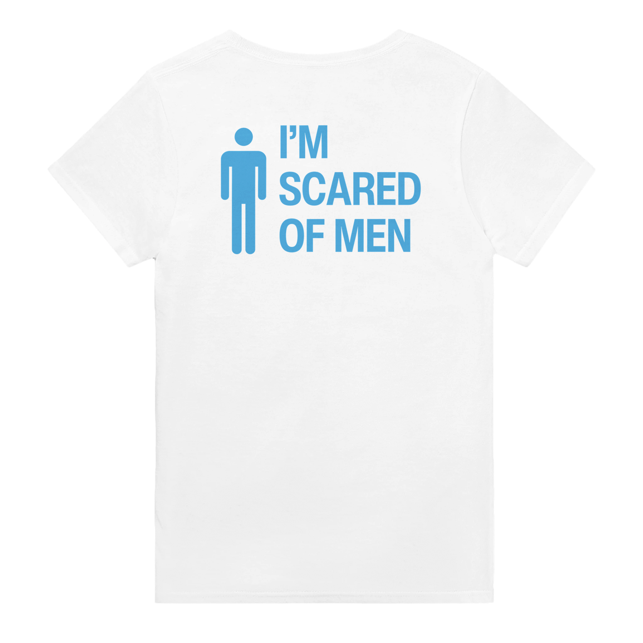 I'm scared of men – morsom t-skjorte med backprint fra Køddeklær