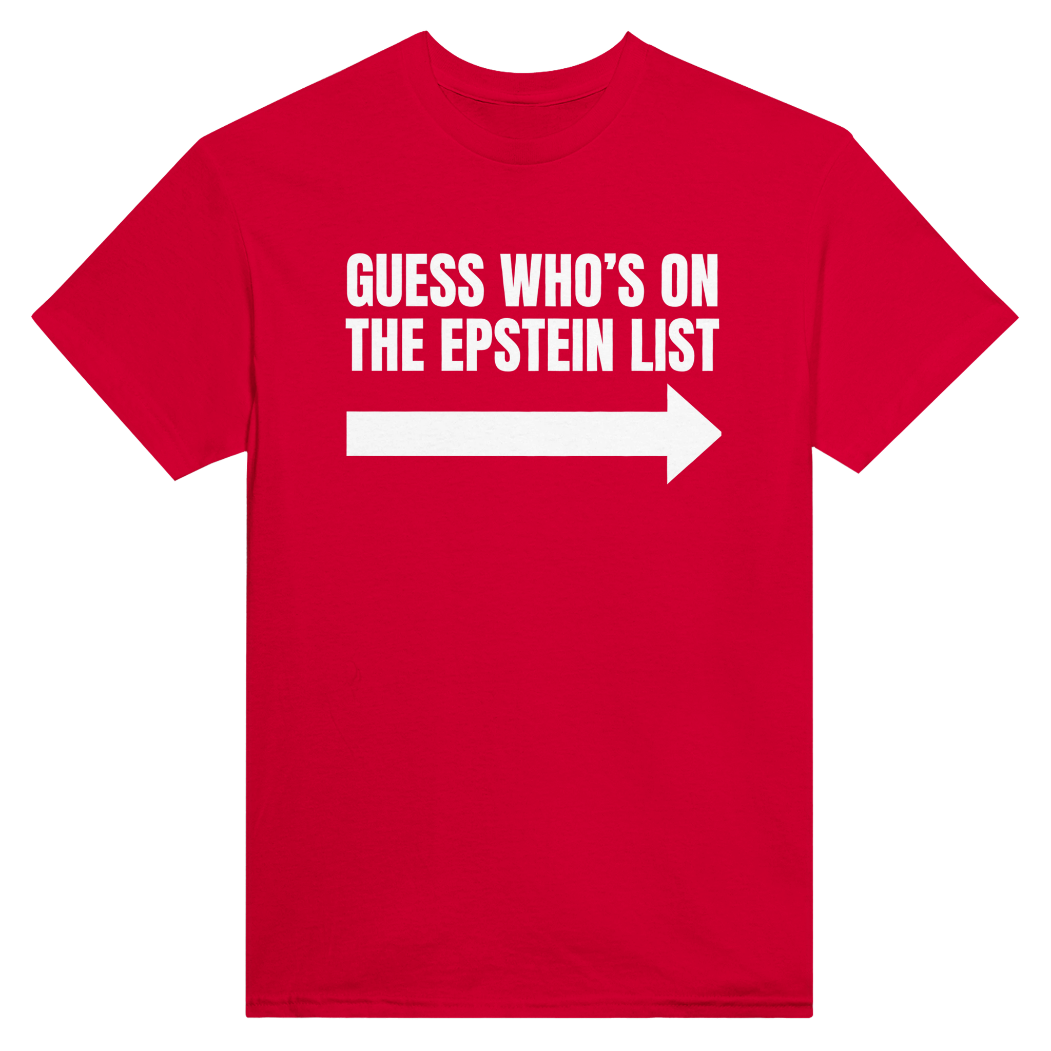 Guess who's on the Epstein list – morsom t-skjorte fra Køddeklær