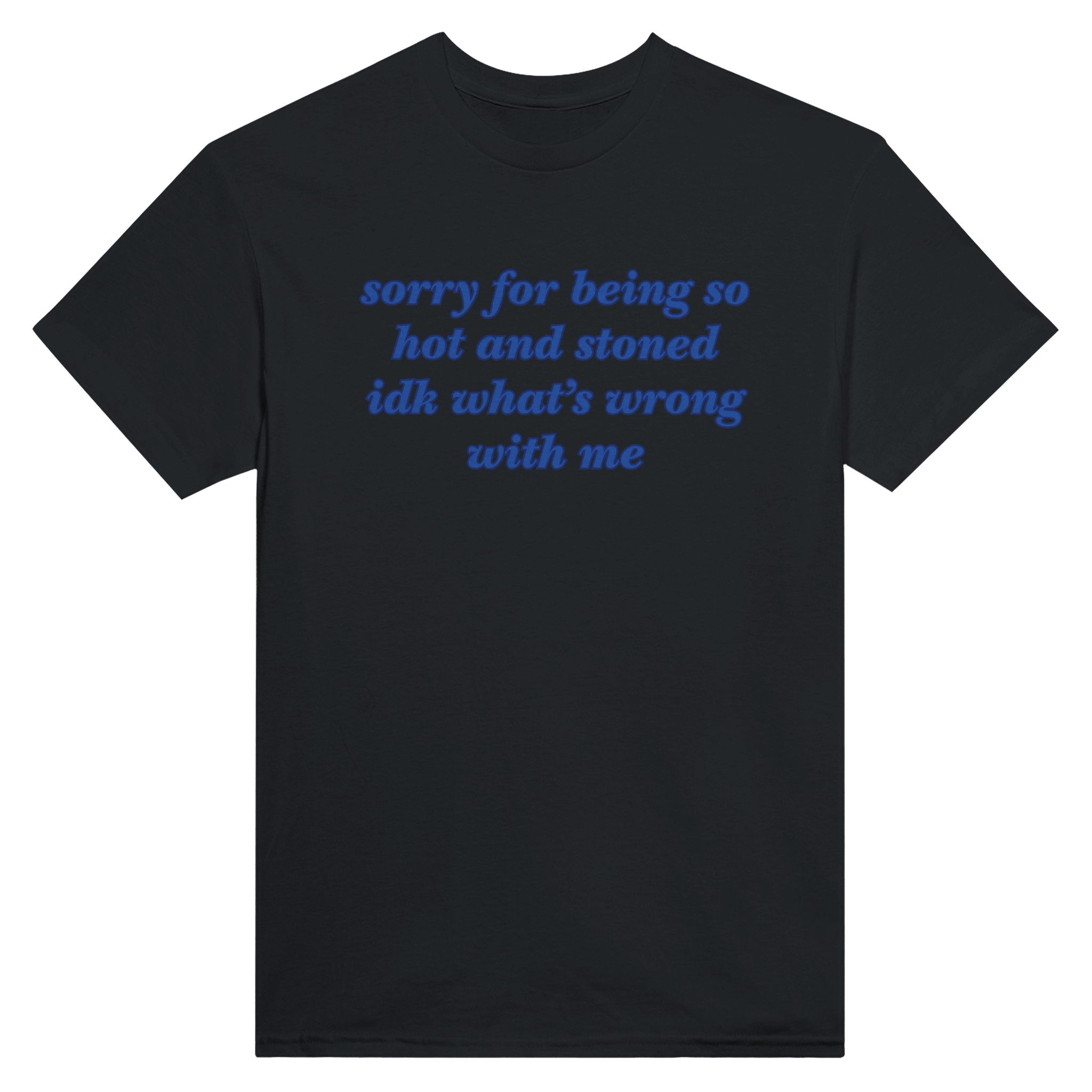 Sorry for being so hot and stoned idk what's wrong with me – morsom t-skjorte fra Køddeklær