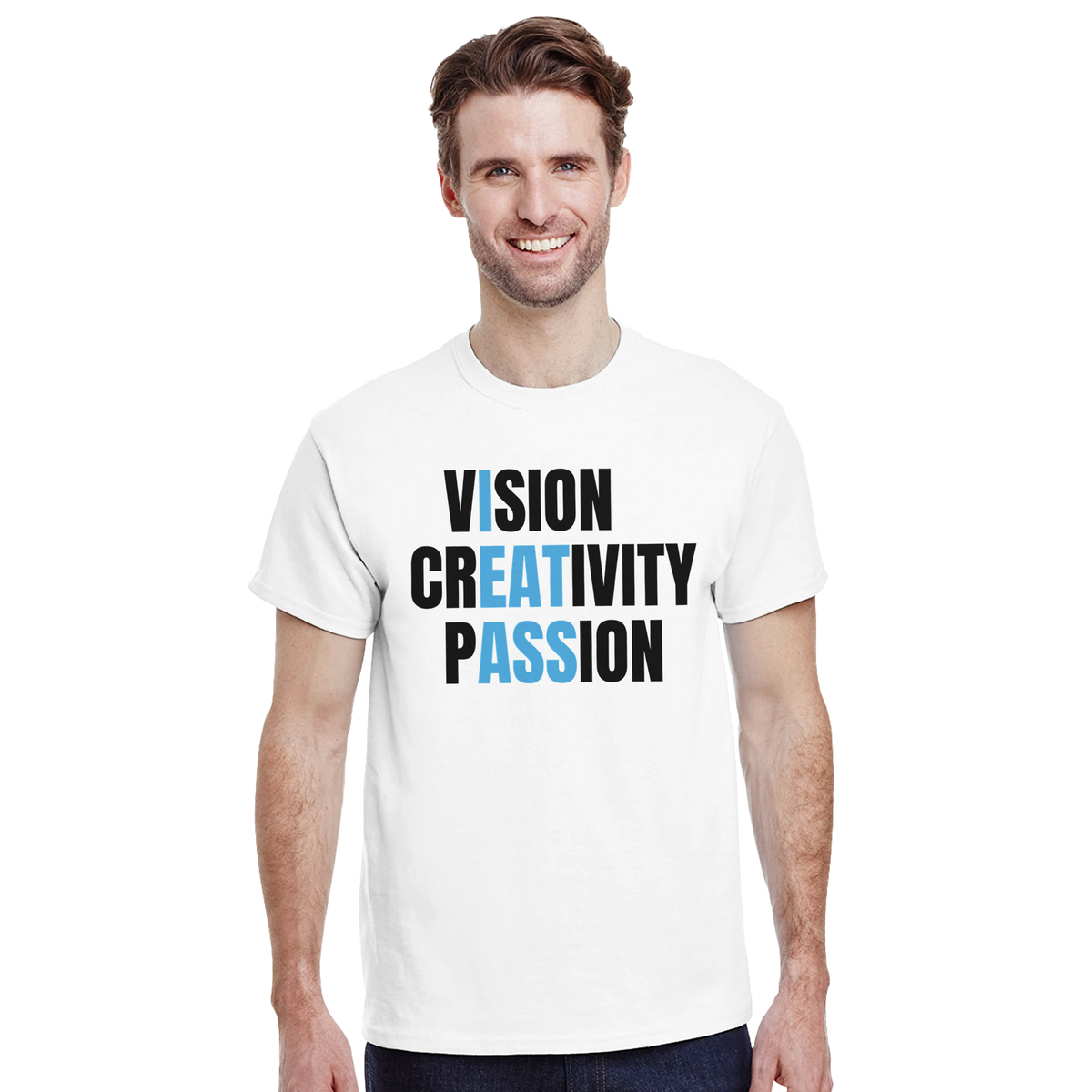 Vision creativity passion – morsom t-skjorte fra Køddeklær